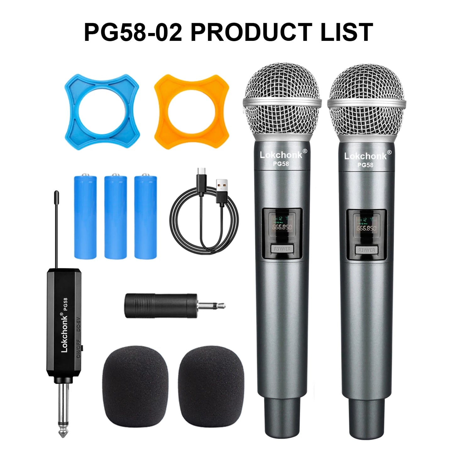 PG58 Professional Wireless Microphone 2 Channels UHF Fixed Frequency Handheld Mic Micphone For Party Karaoke Church Show Meeting