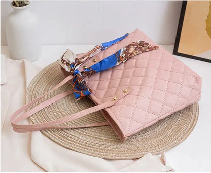 Large Capacity Lingge Embroidery Bag New Trendy Simple Scarf Tote Bag Hot Selling One Shoulder Bucket Bag Bags for Women