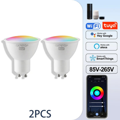 1-10PCS Tuya GU10 LED Rgb Smart Light Bulb Dimmable Gu10 6W Wifi Led Magic Lamp AC 85-265V 110V 220V Work With Alexa Google Home