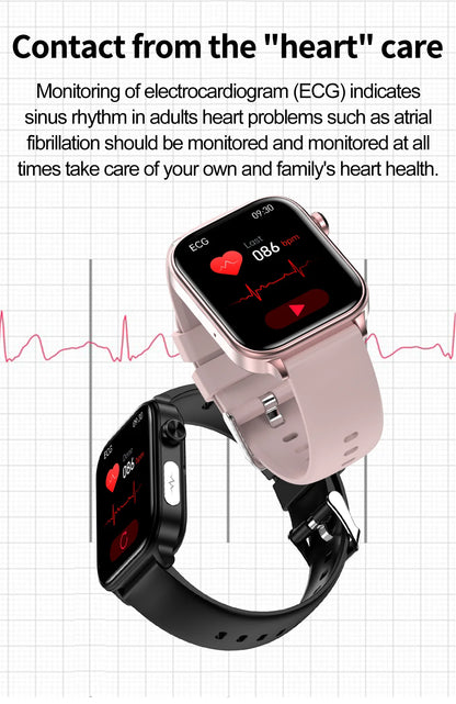 AI Medical Grade Health Smart Watch Women ECG+PPG+HRV Micro Examination Blood Sugar Fat Uric Acid Heart Rate BT Call Smartwatch