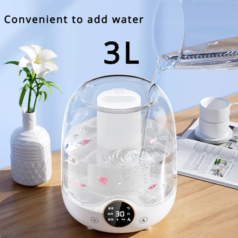 Double Spray 3L High Capacity Humidifier Colorful Lighting Household Office Desktop High Fog Air Humidifier Air Purifier