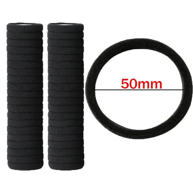 10-100pcs Simple High Elastic Rubber Bands Women Girls Black Hair Ropes Headband Scrunchies 2-5cm Basic Ponytail Holders