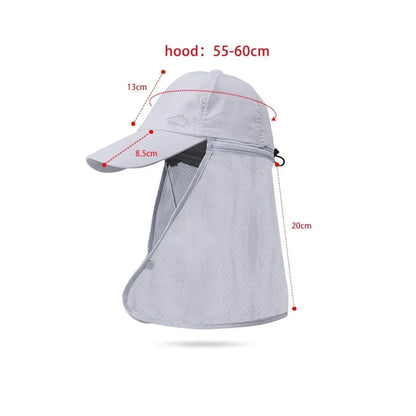 Men Summer Fishing Sun Protection Baseball Cap Quick Drying Waterproof Detachable Sun Cap Shawl Women Outdoor Bicycle Visor Nasi