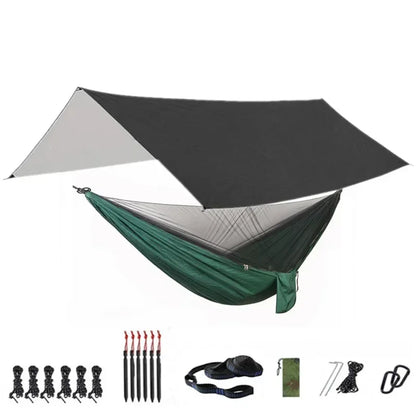 Camping Hammock with Bug Net and Rainfly Tarp,118x118in Portable Waterproof and UV Protection Hammock Tent for Indoor, Outdoor