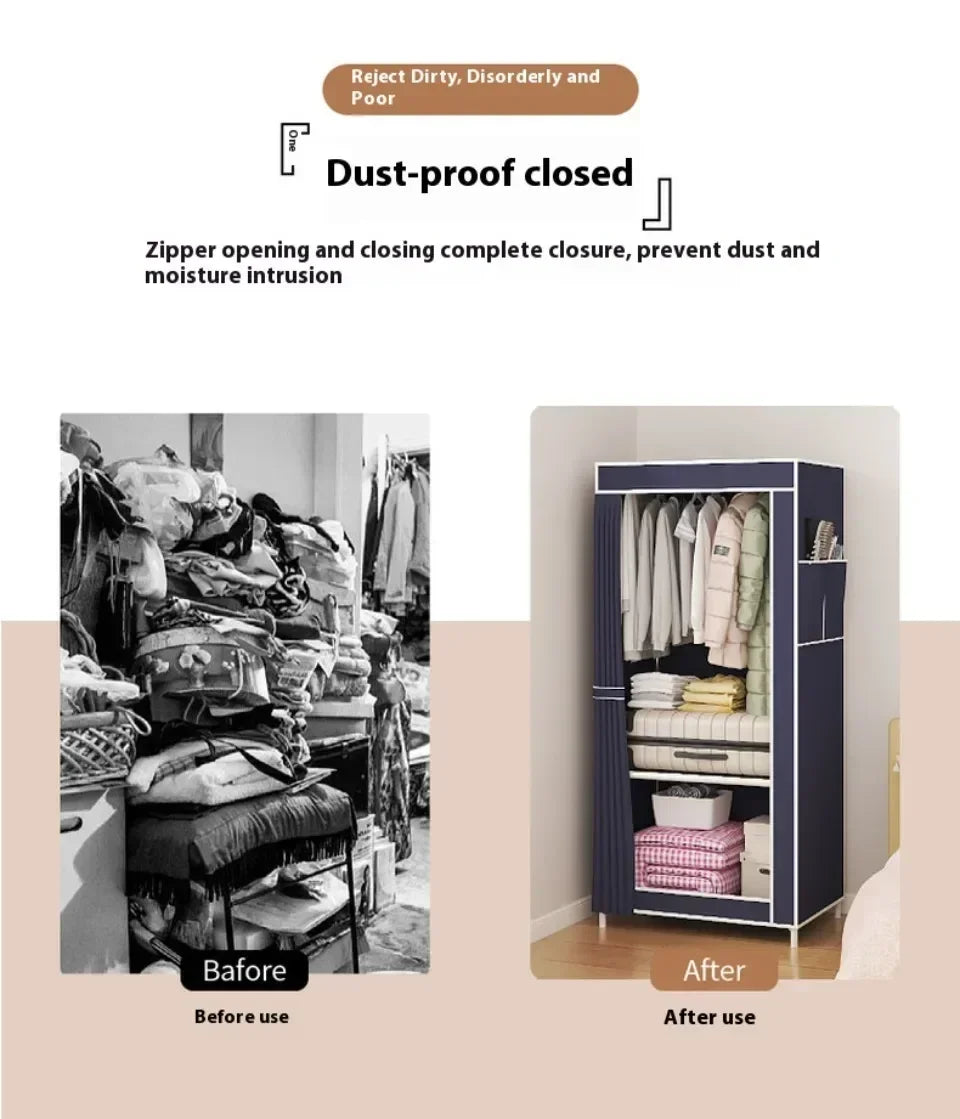 Simple Wardrobe High-capacity Household Bedroom Wardrobe Save Space Multi Functional Storage Clothing Dustproof Storage Cabinet