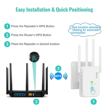 Router Wireless Repeater 1200Mbps Wifi Signal Booster Dual-Band 2.4G 5G WiFi Extender Gigabit WiFi Amplifier Home Office Outdoor