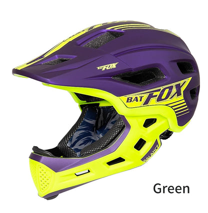 BATFOX bicycle helmet for children Full Face Motocross helmet MTB Detachable Mountain Bike Helmet child Moto cross helmet