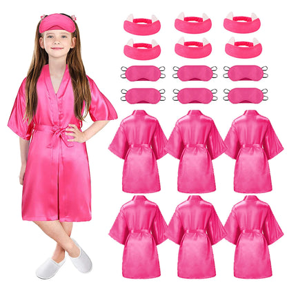 1/6/15Sets Spa Party for Girls Child Birthday Party Favors For Kids Kimono Girl Kids Robes Wedding Favour Bathrobe with Headband