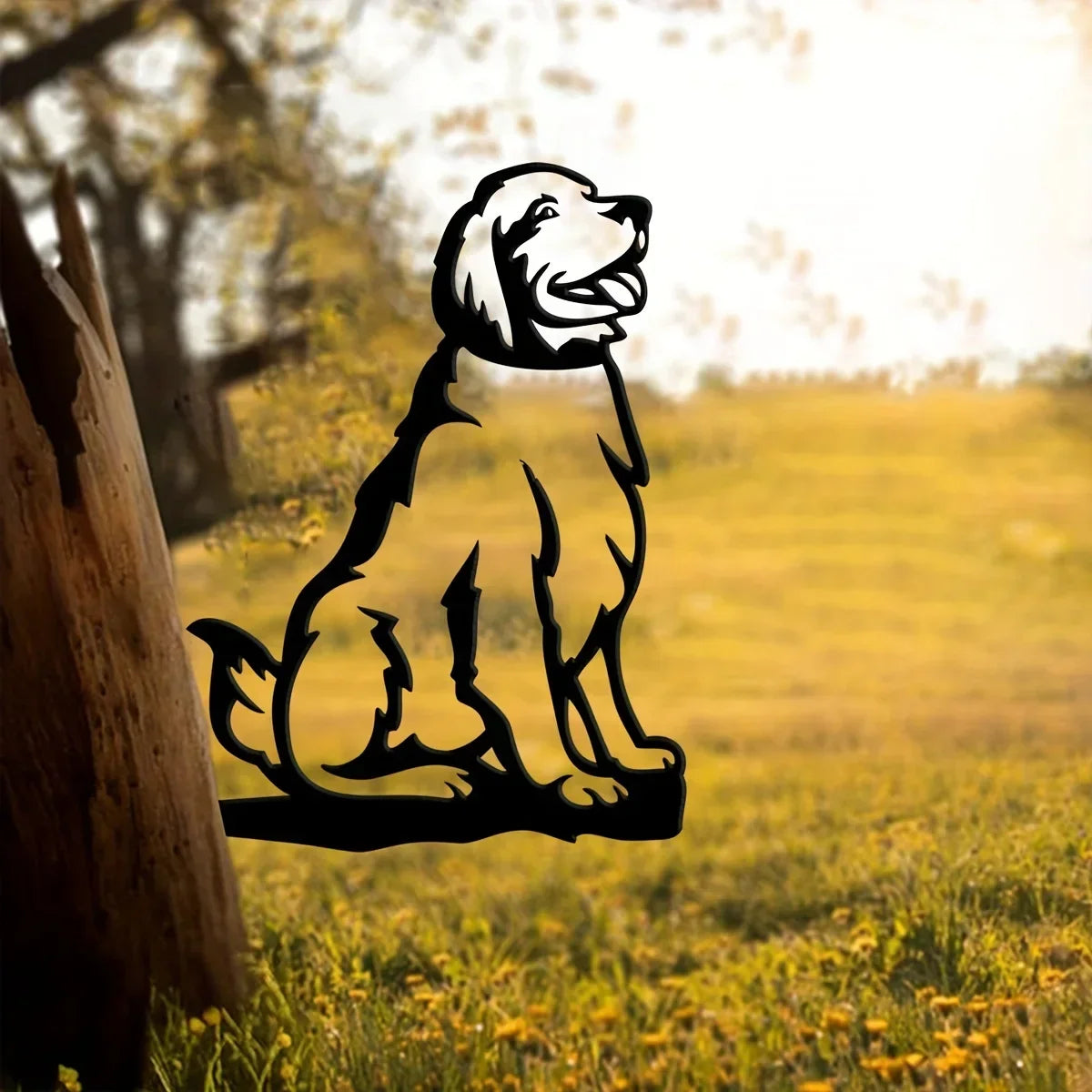 1pc, Metal Golden Retriever Silhouette Puppy Dog Sign Cutout Rustic Outdoor Home & Garden Decor Housewarming Gift For Dog Lovers