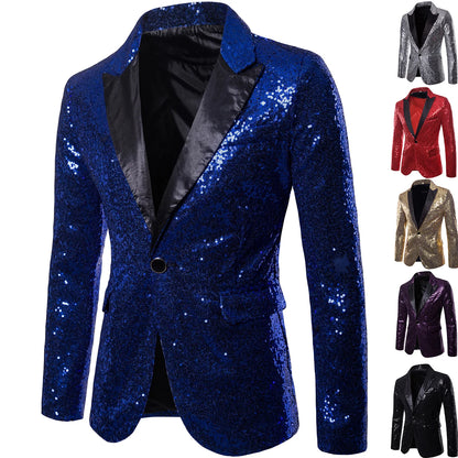 Men's Suit Jacket Little Round Sequins Sparkling Men's Blazer Wedding Dinner Band Stage Street Performance Nightclub Men's Suit