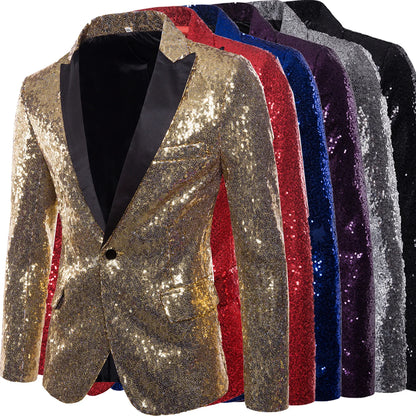 Men's Suit Jacket Little Round Sequins Sparkling Men's Blazer Wedding Dinner Band Stage Street Performance Nightclub Men's Suit