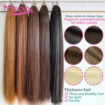 MESXN Third  Feather New hair extensions Straight Natural Real Human Hair Microring Hair Extensions  Brown Blonde  for salon