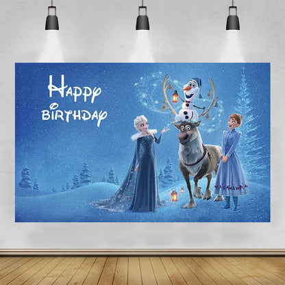 Disney "Frozen" Background Anna Elsa Princess Theme Backdrop Children's Birthday Party Decoration Baby Shower Party Props Banner