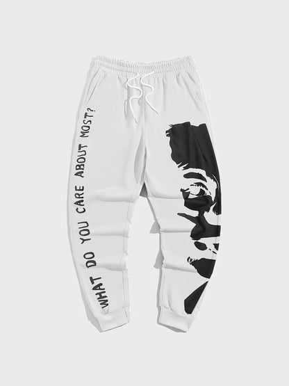 Black White Graffiti Man Pants Fashion Gym Sweatpants Korean Popular Clothe Hip Hop 3D Print Y2k Men's Clothing Winter Trousers