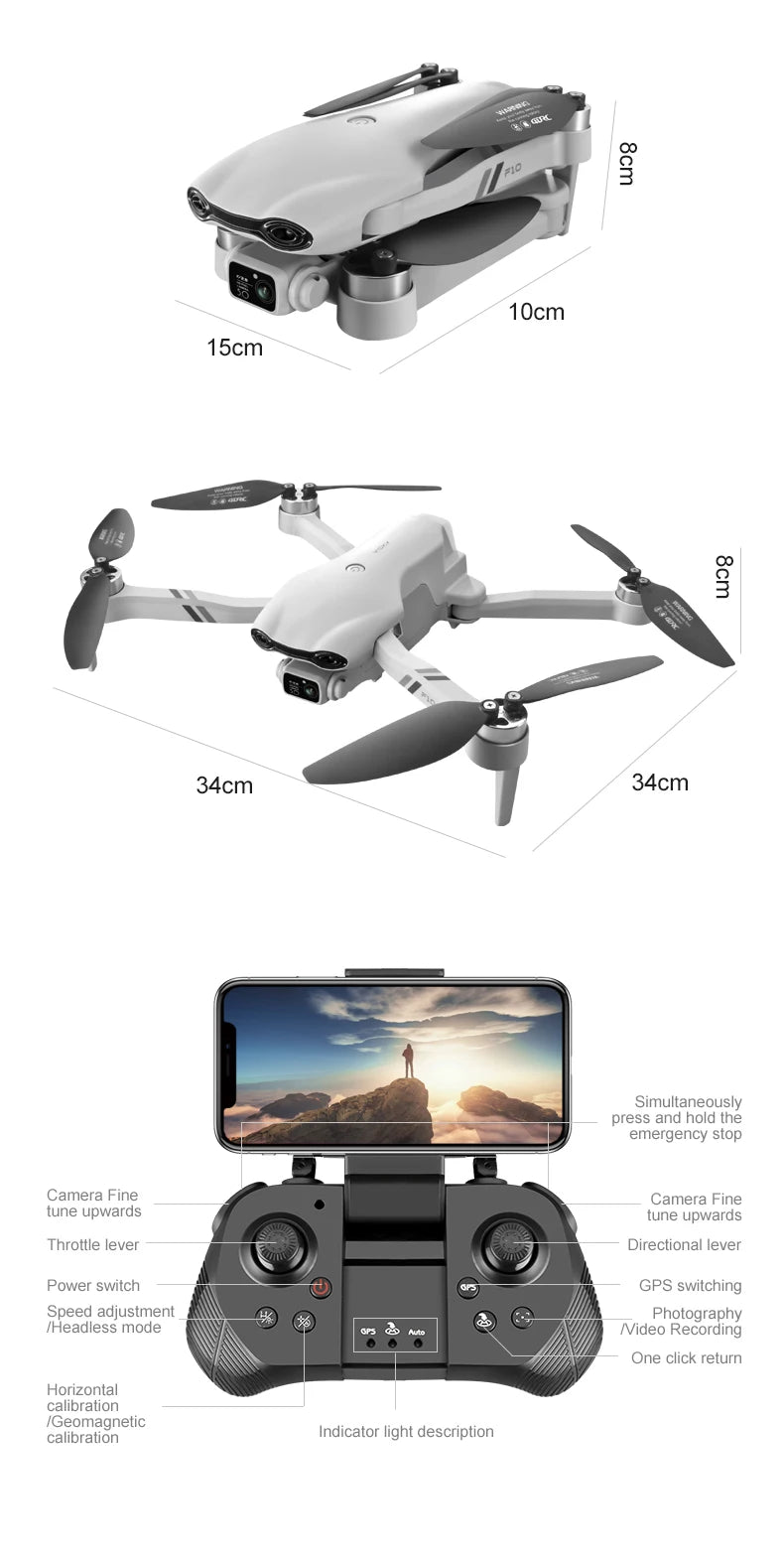 4DRC F10 RC Drone GPS 6K HD Dual Camera Wide-Angle 5G WIFI Fpv Quadcopter Brushless Foldable Obstacle Avoidance Aerial UAV 2KM