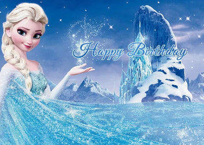 Frozen Elsa Backdrop Birthday Banner Girl Kids Photography Birthday Banner Party Ice Baby Shower Snow Castle Background