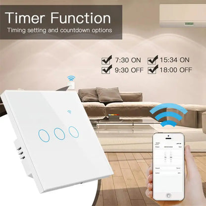 TUYA EU WiFi Smart Touch Switch 1/2/3/4gang Smart Light Switch Neutral Wire/No Neutral Wire Required Touch Switch Alexa Google