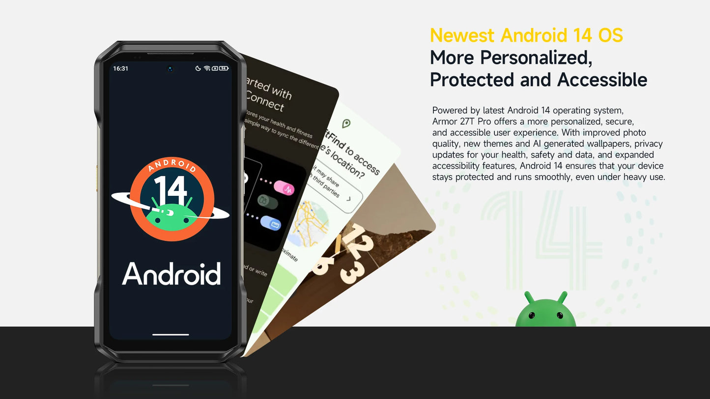 Ulefone Armor 27T Pro 5G Rugged Phone 10600mAh Android 14 Smartphone 50MP+64MP Night Camera 6.78" 120Hz 24GB+256GB NFC Mobile