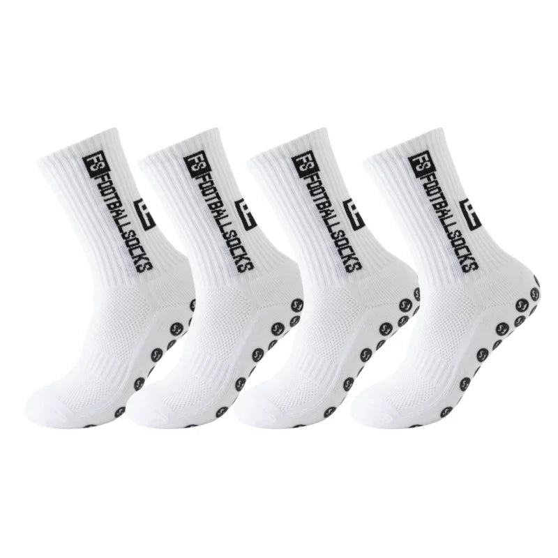 4Pairs/Lot FS Football Socks New Style Round Silicone Suction Cup Grip Anti Slip Soccer Socks Sports Men Baseball Rugby Socks