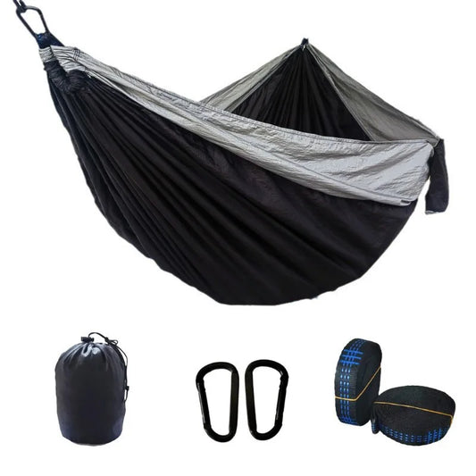 Single Person Portable Outdoor Camping Hammock With Nylon Color Matching Hammock High Strength Parachute Fabric Hanging Bed