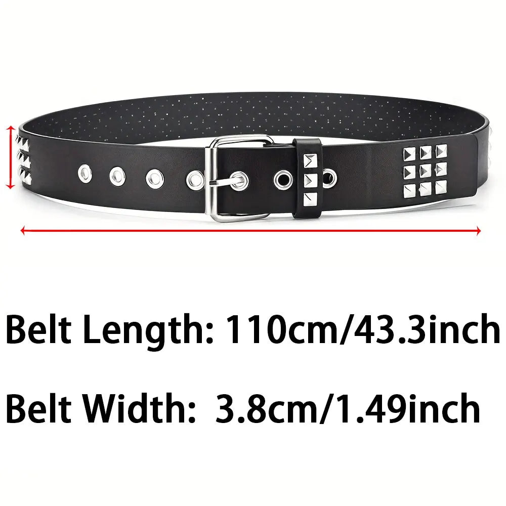 2023New Square Bead Rivet Belt Metal Pyramid Belt Men and Women Punk Hardware Jeans Belt Y2K Belt Designer Belt Women's Belts