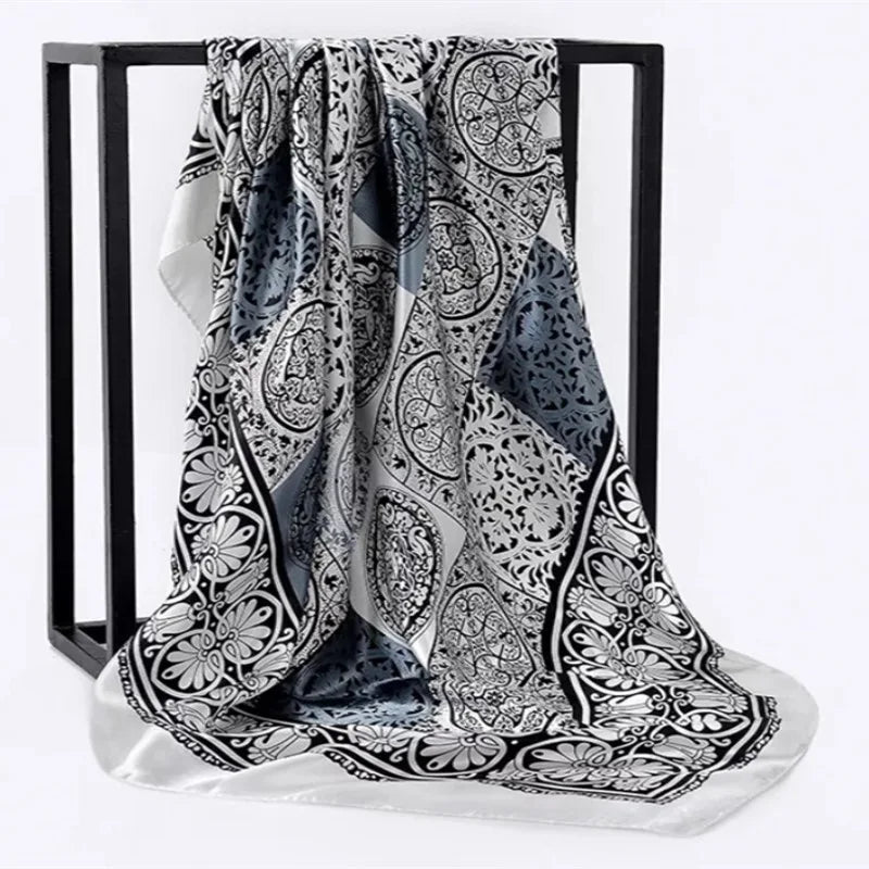 90*90cm Luxury quality silk spring autumn women new printing scarves fashion sunscreen large size shawl tourism seaside muffler