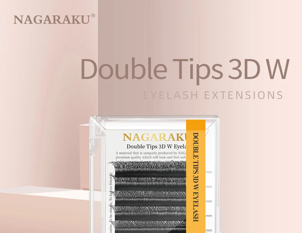 NAGARAKU 3D WW Automatic Flowering Double Tips 3DW Shape Premade Fans  Eyelash Extensions Individual Lashes Full Dense