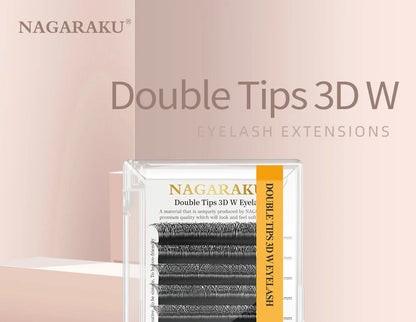 NAGARAKU 3D WW Automatic Flowering Double Tips 3DW Shape Premade Fans  Eyelash Extensions Individual Lashes Full Dense