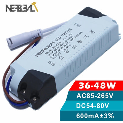 36W-48W LED Panel lamp  Power Supply Lighting Transformer AC85-265V Output600mA DC54-80V External Drive