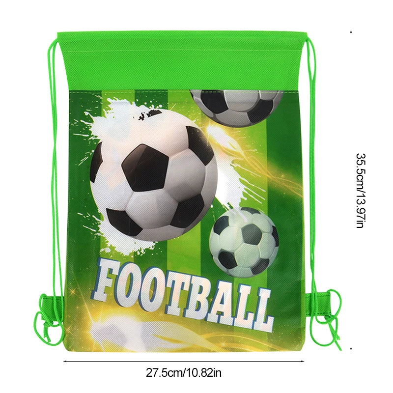 3/10pcs Football Non-woven Gifts Bag Soccer Birthday Candy Packing Snacks Storage Bags Drawstring Backpack For Kids Sports Party