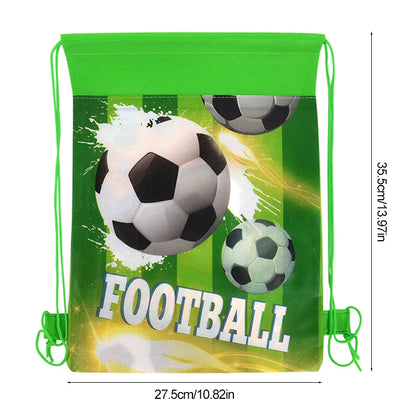 3/10pcs Football Non-woven Gifts Bag Soccer Birthday Candy Packing Snacks Storage Bags Drawstring Backpack For Kids Sports Party