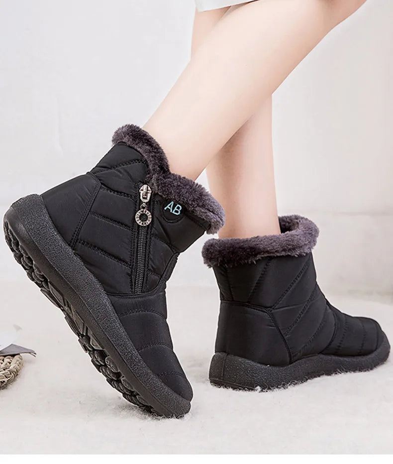 Women's Boots Women's Ankle Boots With Fur Winter Shoes Women Low Heels Winter Boots Snow Waterproof Botas Mujer Winter Footwear