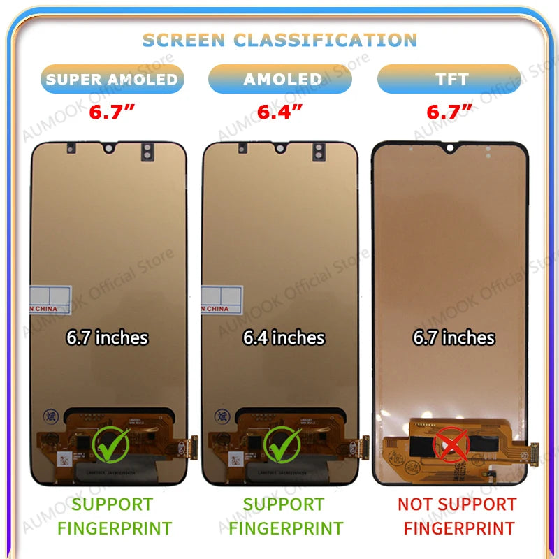 AMOLED LCD For Samsung Galaxy A70 A705 LCD Display Digital Touch Screen Assembly With Frame A705F A705W A705X Replacement Parts