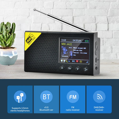 Digital DAB & FM Radio with BT Portable Digital Radio Rechargeable Wireless DAB+FM Receiver with Stereo Speaker Sound System