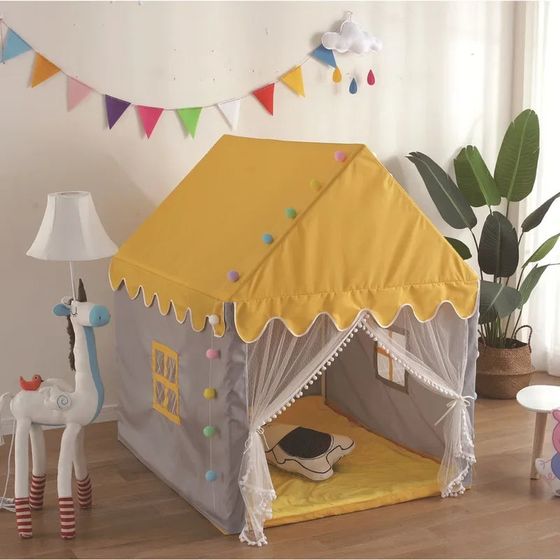 Kids Tents Baby Play House Children Toy Tent 1.35M Wigwam Folding Girl Princess Castle Child Room Decor Birthday Christmas Gifts