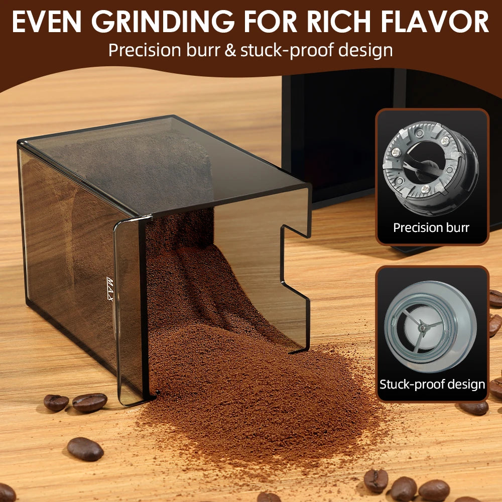 Automatic Burr Mill Coffee Grinder Electric Coffee Bean Grinding With 28 Adjustable Gears for Espresso French Press Drip Coffee