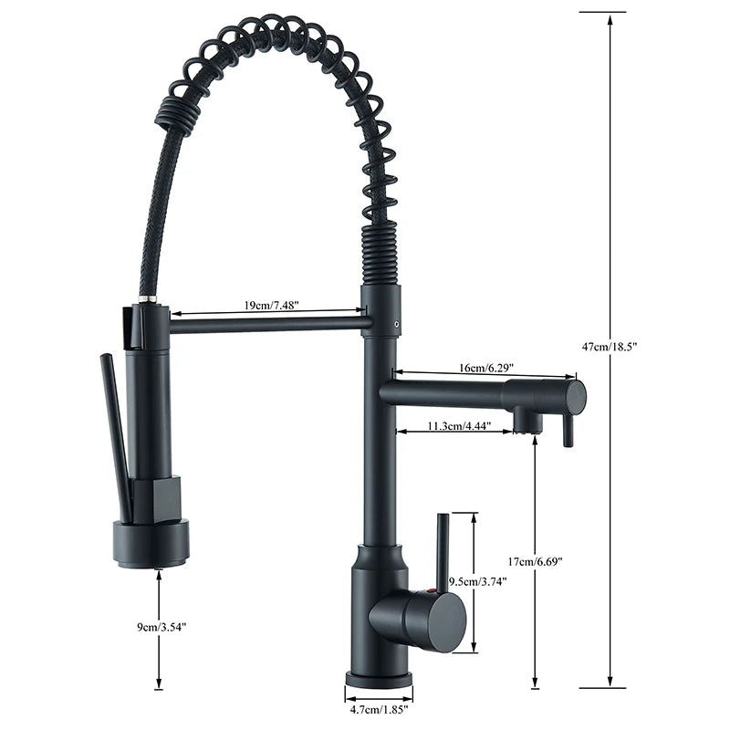 Dfrkjhre Bathroom full copper pull-out kitchen faucet water purification double outlet cold and hot sink sink spring faucet