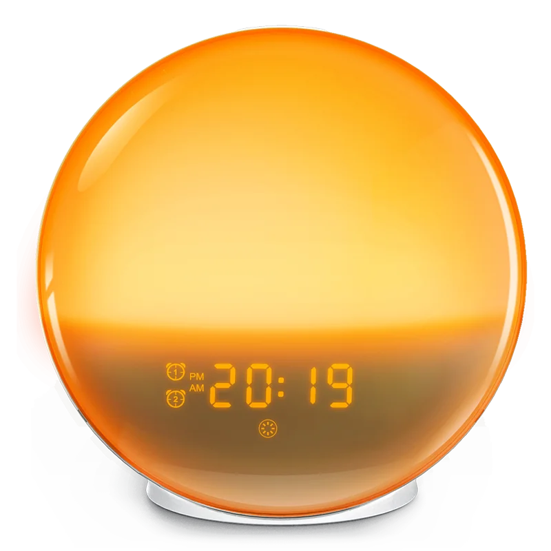 Sunrise Alarm Clock Wake Up Light Clock Sunrise/Sunset Simulation Digital Clock with Night Light FM Radio Desk Clocks