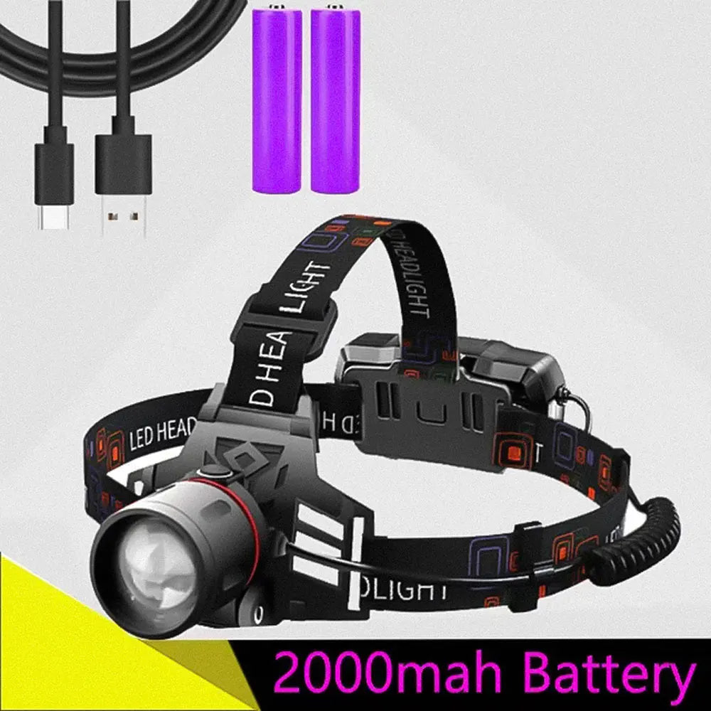 Newest Red Light LED Headlamp 3-Mode Zoomable Headlight 18650 Battery Head Torch Fishing Light Camping Hunting Flashlight