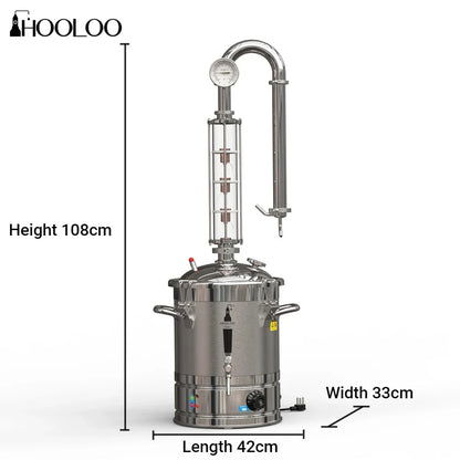 HOOLOO CT20s Home Distiller Crystal Column Alcohol Still Equipment Home Appliance Moonshine apparatus Brandy Whisky Rum Gin