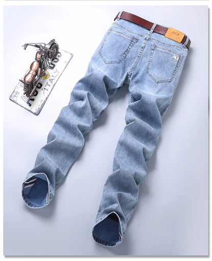 2024  Men's Workwear Jeans Classic Stretch Fabrics Loose Straight-leg Trousers Casual All-match Denim Pants Male