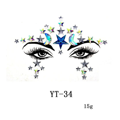 Sexy Face Tattoo Stickers Glitter Fake Tattoos Rhinestones for Woman Temporary Tattoos Party DIY Kids Holiday Face Jewels Tattoo