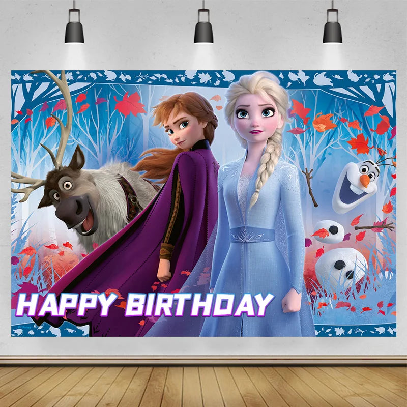 Disney "Frozen" Background Anna Elsa Princess Theme Backdrop Children's Birthday Party Decoration Baby Shower Party Props Banner