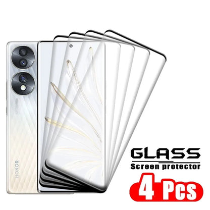 4PCS For Honor 70 Glass Honor 70 Tempered Glass Protective 9H HD Full Cover Curved For Screen Protector Huawei Honor 70 Honor70