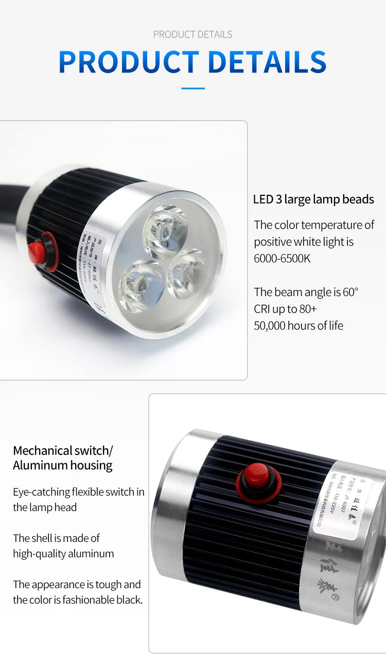 Led Machine Tool Light 3W 6W 9W Long Arm Hose Workshop Working Lights Magnetic / Screw Base Super Bright Industrial Lamp