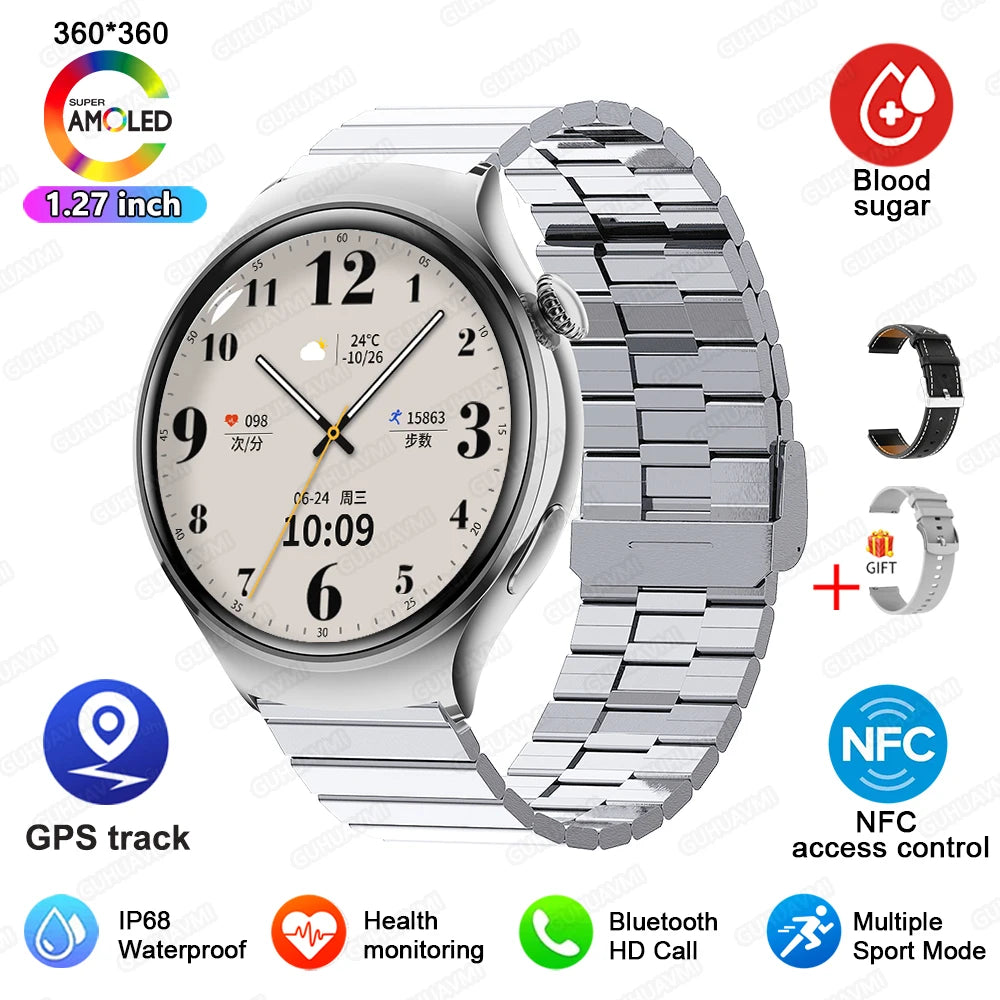 2024 New  For Huawei IOS GPS Track Smart Watch Women HD Screen Heart rate NFC Bluetooth Call Waterproof Blood Sugar Smartwatches