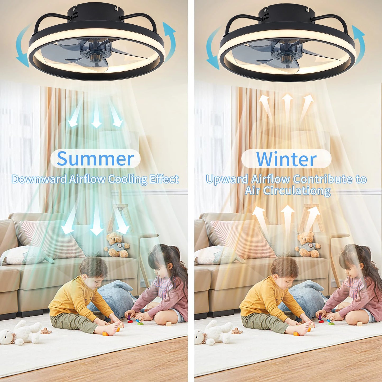 Ceiling Fans With Remote Control and Light LED Lamp Fan Smart Silent Ceiling Fans For Bedroom Living Room Decor Ceiling Lamp