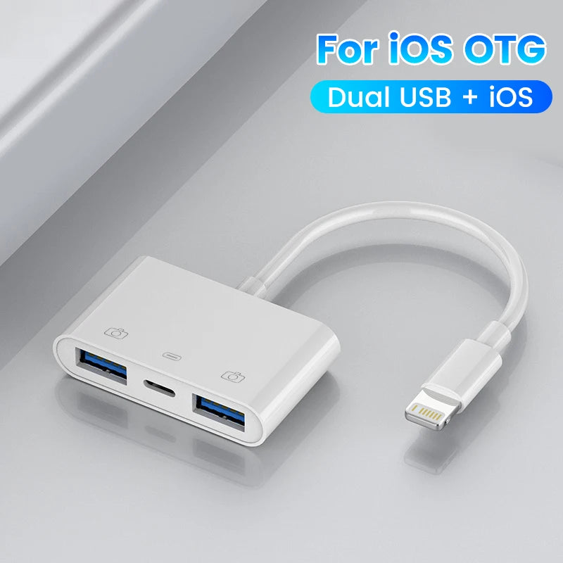 Elough OTG Adapter for iPhone 15 Lightning Male to USB 3.0 Adapter Data Transfer Fast Charging cable USB Adaptador for iPad