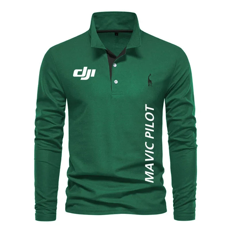 100% cotton men's POLO shirt DJI long sleeve T-shirt for men Comfortable hip hop High quality business comfort sweatshirt