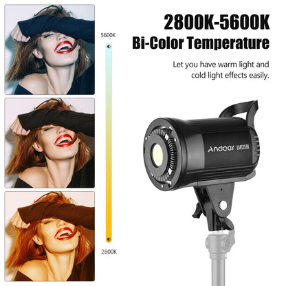 Andoer LM135Bi LED Fill Light 135W Studio Video Light 3000K-5600K Bowens Mount for Product Portrait Wedding Live Streaming